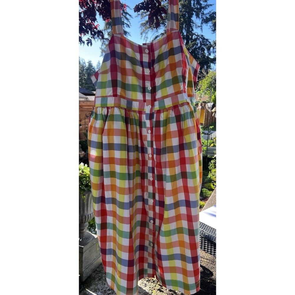 Beautiful Christopher John Rodgers plaid wide Strap Size 28/30 Summer Dress !
